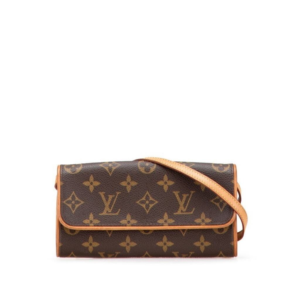 Louis Vuitton Monogram Pochette Twin PM Shoulder Bag Brown